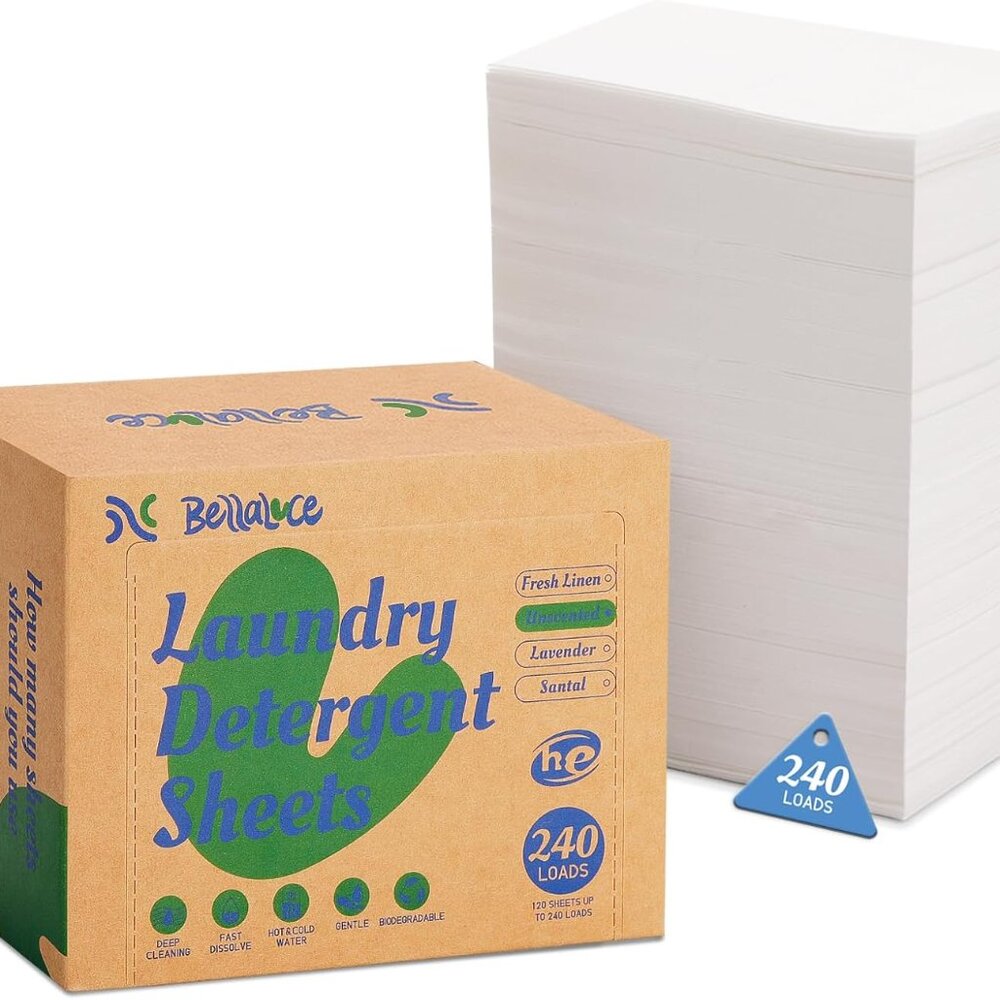 Unscented Eco-Friendly Laundry Sheets - 240 Loads